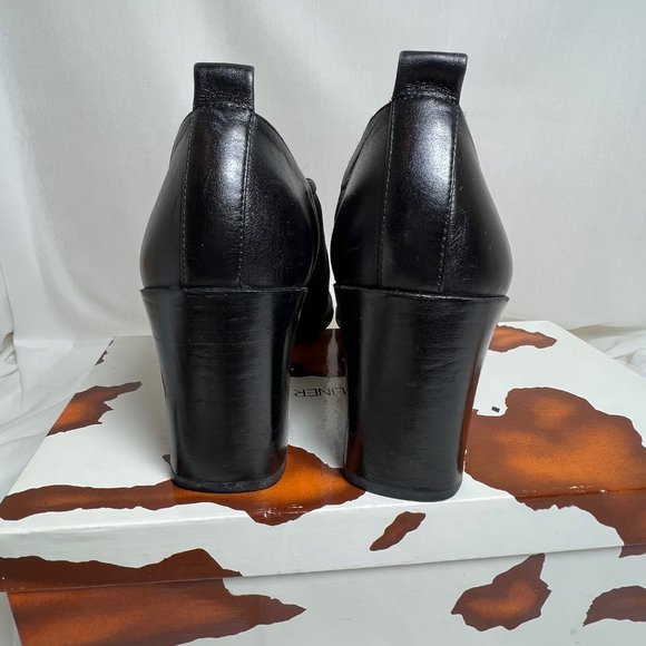 Donald J Pliner Womens Black Stretch Mesh Leather Chunky Heels Size 8.5 - Picture 5 of 10